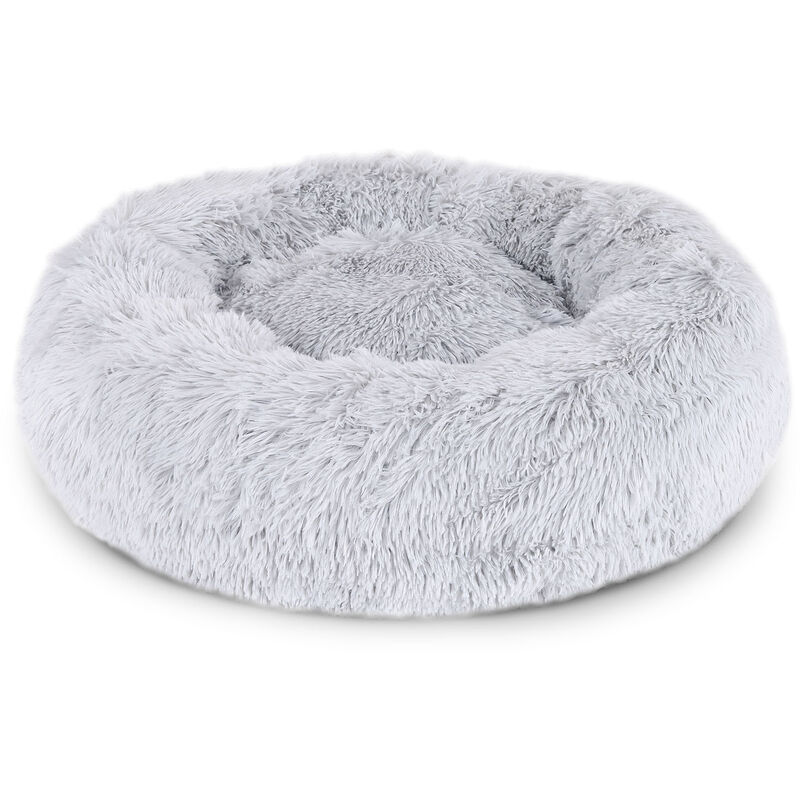 Hundebett rund Hundekissen Hundesofa Donut 40cm Durchmesser, hellgrau