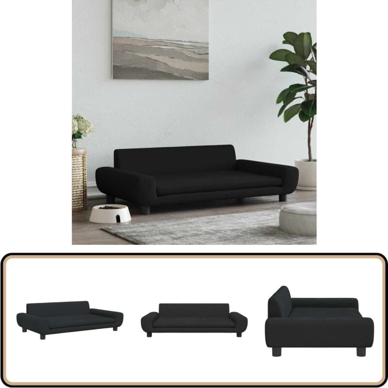 Hundebett Schwarz 100x54x33 cm Samt - Hunde Bett - Samtsofa - Tierbett - Hundekissen - Kleines Hundebett