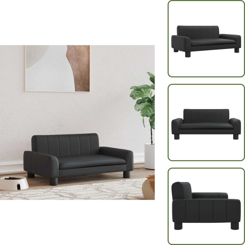 Hundebett Schwarz 70x45x30 cm Kunstleder - Hunde Bett - Hundebett - Haustierbett - Tierbett - Kleines Hundebett