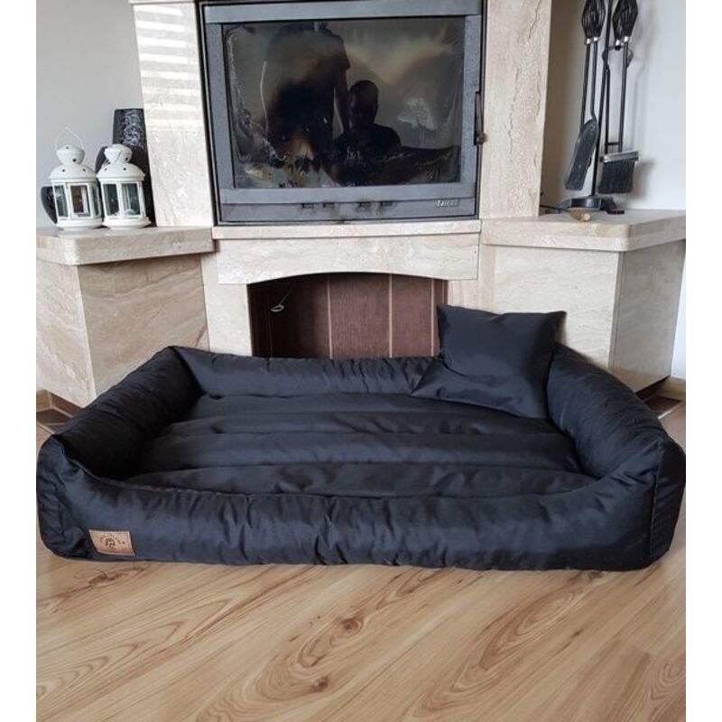 Hundebett schwarz 90x60 cm - waschbares Hundekissen - wasserdichtes Hundebett