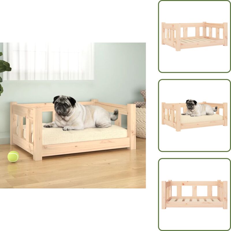 The Living Store Hundebett 65,5x50,5x28 cm Massivholz Kiefer - Kieferholz Hundebett