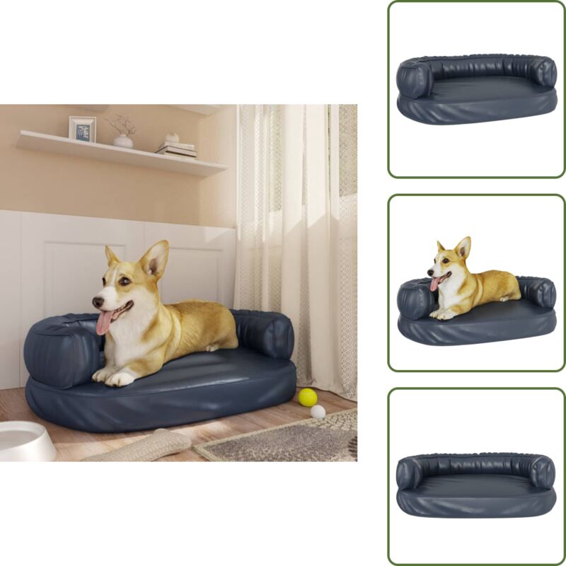 Hundebett Ergonomisch Schaumstoff Dunkelblau 60x42cm Kunstleder - Hunde Bett - Hunde Sofa - Hundebett Kunstleder - Schaumstoff Hundebett - Hundebett