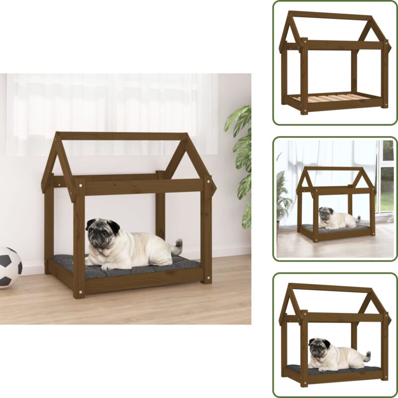 Vidaxl - Hundebett Honigbraun 71x55x70 cm Massivholz Kiefer - Hundebett - Hunde Bett - Holz Hundebett - Kiefernholz Hundebett - Tierbetten