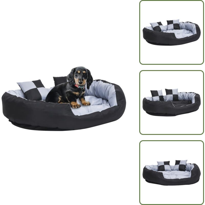 Vidaxl - Hundekissen Wendbar und Waschbar Grau und Schwarz 110x80x23 cm - Hundedecke - Hundehaus - Hundeplatz - Kuschelbett - Schlafkissen Für Hunde