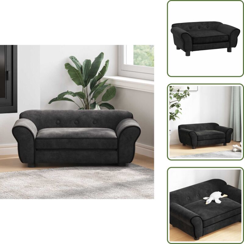 Hundesofa Schwarz 72x45x30 cm Plüsch - Hundebett - Plüschbett - Kuschelplatz Für Hunde - Kleines Hundebett - Gemütliches Hundebett