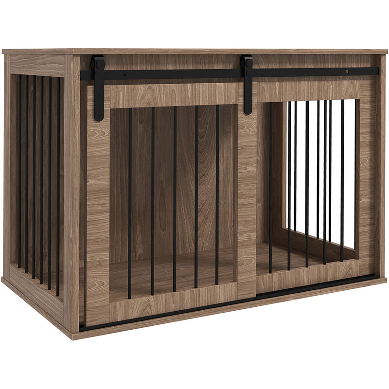 Hundekäfig Möbel mit Abschließbar Schiebetüren moderne Metall Hundebox für Zuhause Indoor Hundehütte für große Hunde bis zu 30 kg Hundehaus 98 x 58 x