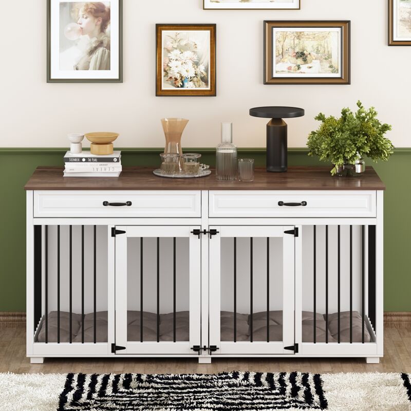 Fufu&gaga - Hundebox xxl, Hundekäfig für Zuhause, Große Hundekiste für den Innenbereich, 164 x 80 x 60 cm, PB-Brett + Bügeleisen,PB-Brett +