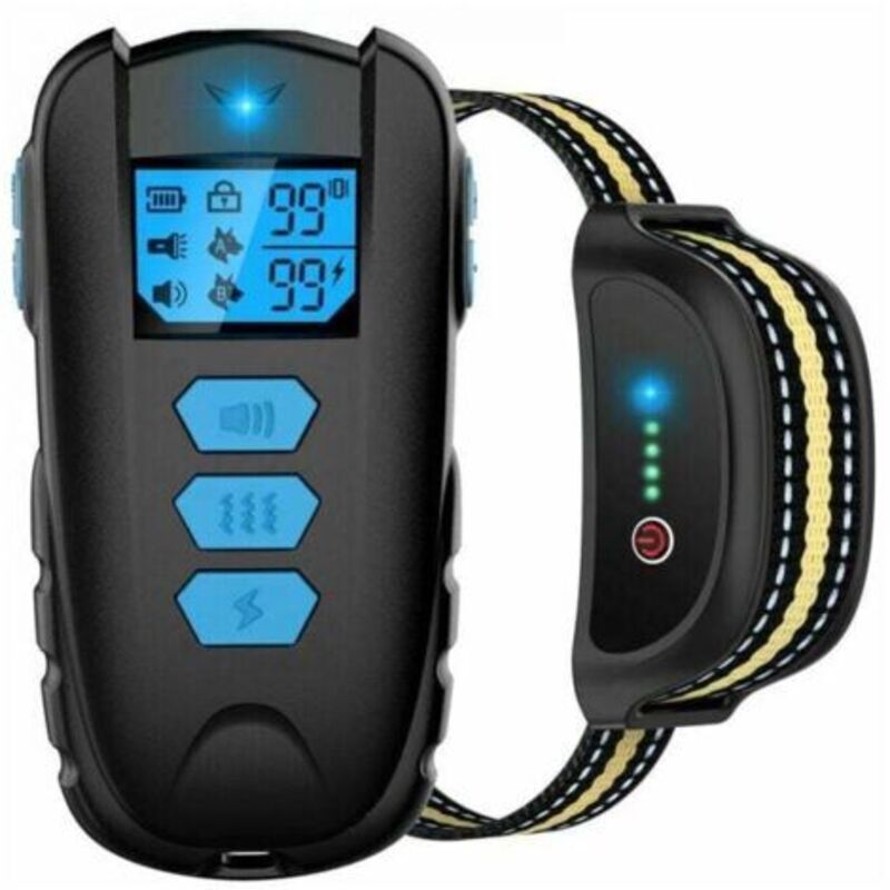 Hundehalsband zur Hundeerziehung mit 1650 Fuß Reichweite, IPX7 wasserdichtes Hundehalsband mit Ton, Vibration, Schock, einstellbar von 0 bis 99