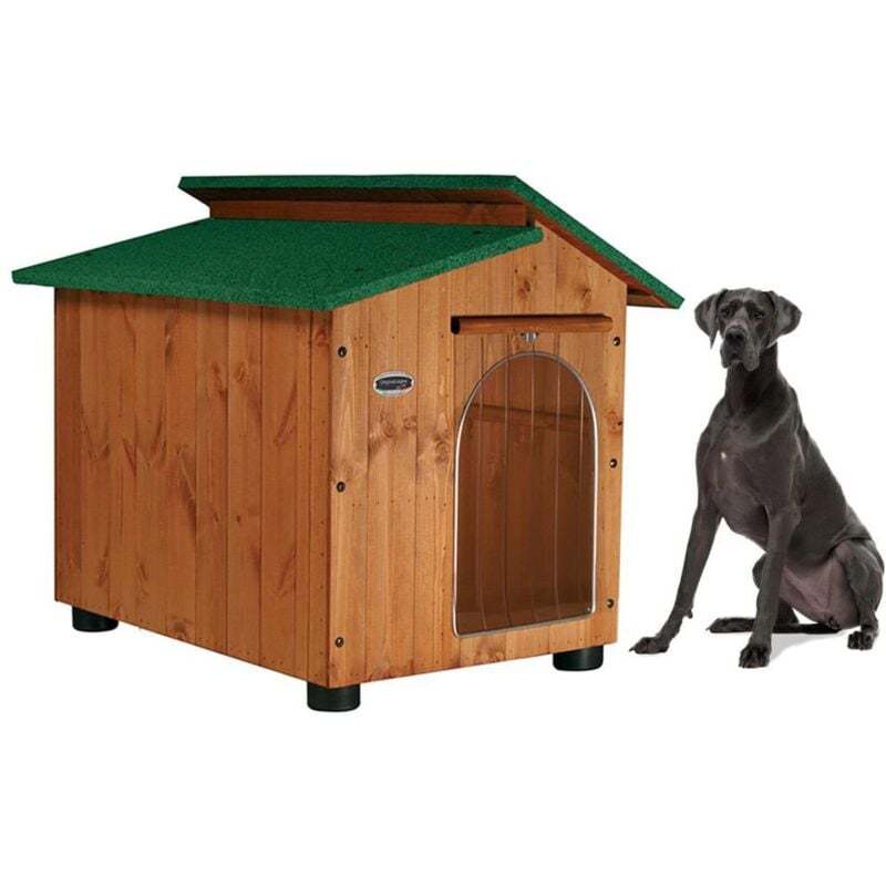 Original Legno Italia - Hundehütte Hundehaus Hundehöhle Hundebox Aus Holz Massiv Wetterfest Echtholz made in italy Mod. Alpi e - Deutsche Dogge mit