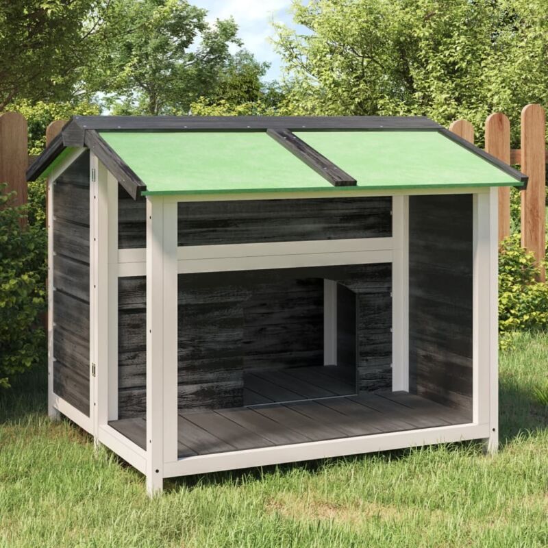 Hundehütte Grau 96x87x80,5 cm Massivholz Kiefer vidaXL