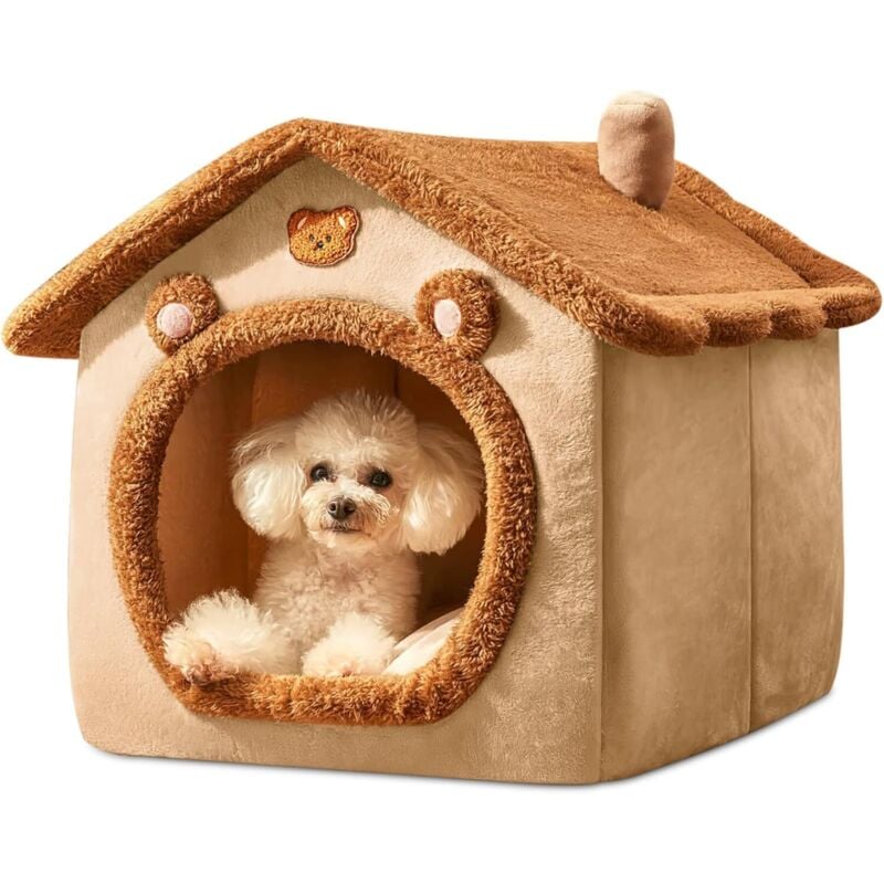 Hundehütte für den Innenbereich, faltbares Katzenhöhlenbett, warmes und bequemes Hundebett mit abnehmbarem Kissen, Katzenhaus für Hunde, Kätzchen,