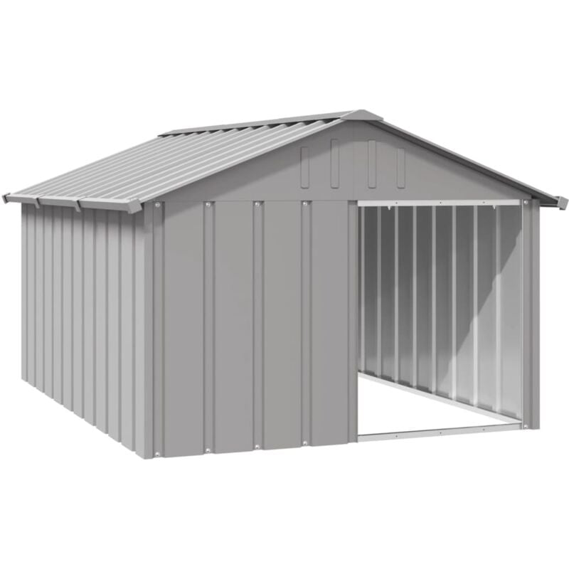 Bonnevie - Hundehütte Grau 116,5x153x81,5 cm Verzinkter Stahl CFW270418