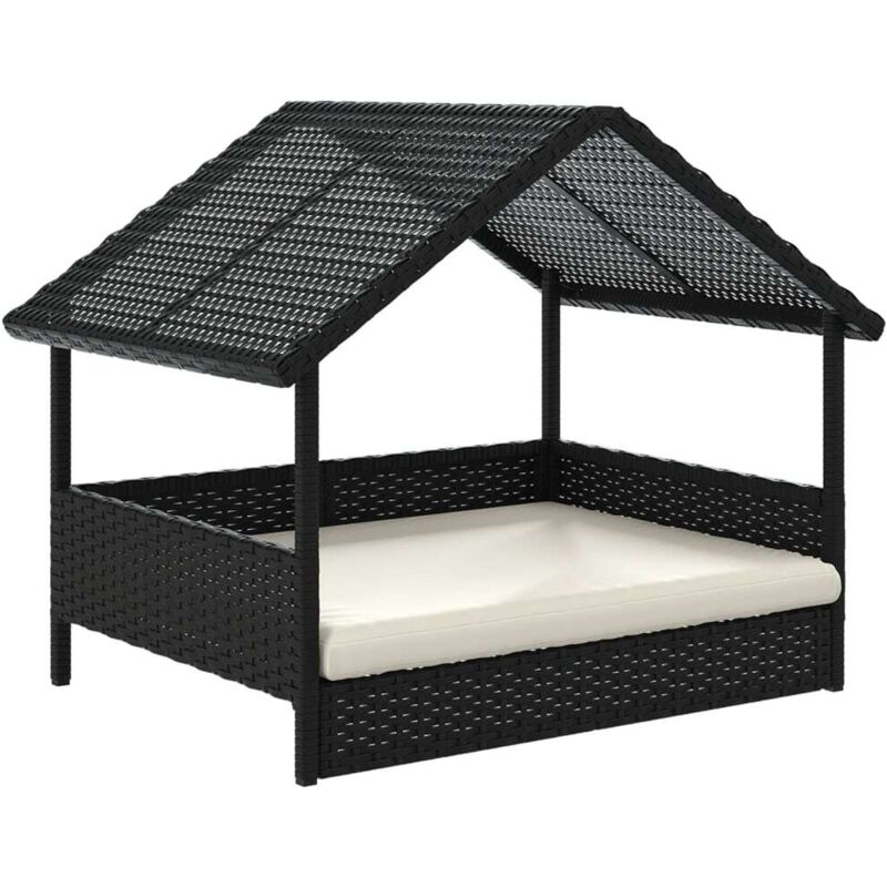 Hundehütte mit Kissen Poly Rattan vidaXL