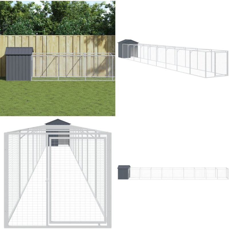 Hundehütte mit Dach Anthrazit 117x1017x123 cm Verzinkter Stahl - Hundehütte - Hundehütten - Home & Living