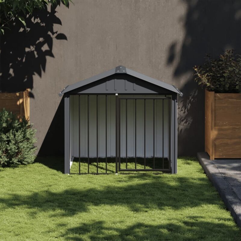 Hundehütte mit Dach Schwarz 117x103x102 cm Verzinkter Stahl Vidaxl
