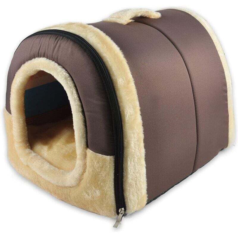 Hundehütte, tragbares Iglu-Katzenbett mit herausnehmbarem Kissen, waschbar und bequem, Katzenhöhle, faltbar, rutschfest und warm für Haustiere,