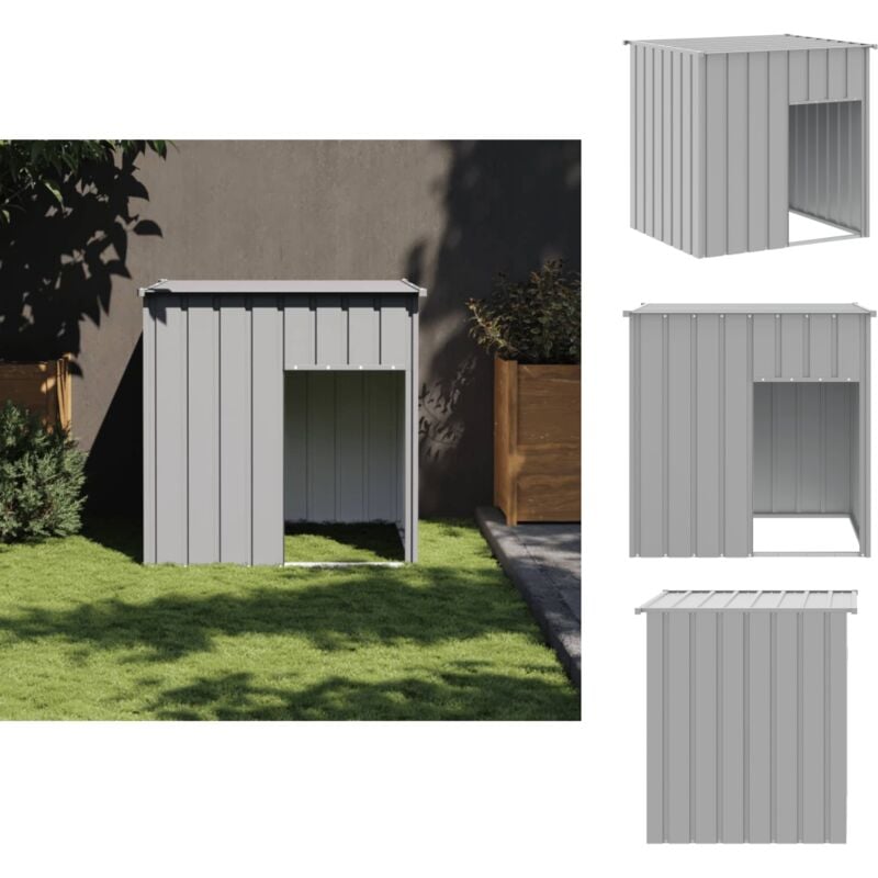 Hundehütten - Living Hundehütte mit Dach Hellgrau 110x103x109 cm Verzinkter Stahl - Grau