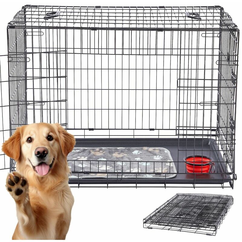Arebos - Hundekäfig m Hundebox Hundetransportbox Transportbox klappbar Gitterbox