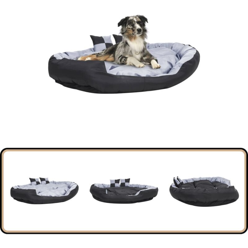 Hundekissen Wendbar und Waschbar Grau und Schwarz 150x120x25 cm - Hundedecke - Hunde Bett - Hundekissen - Haustierbett - Tierbettwäsche