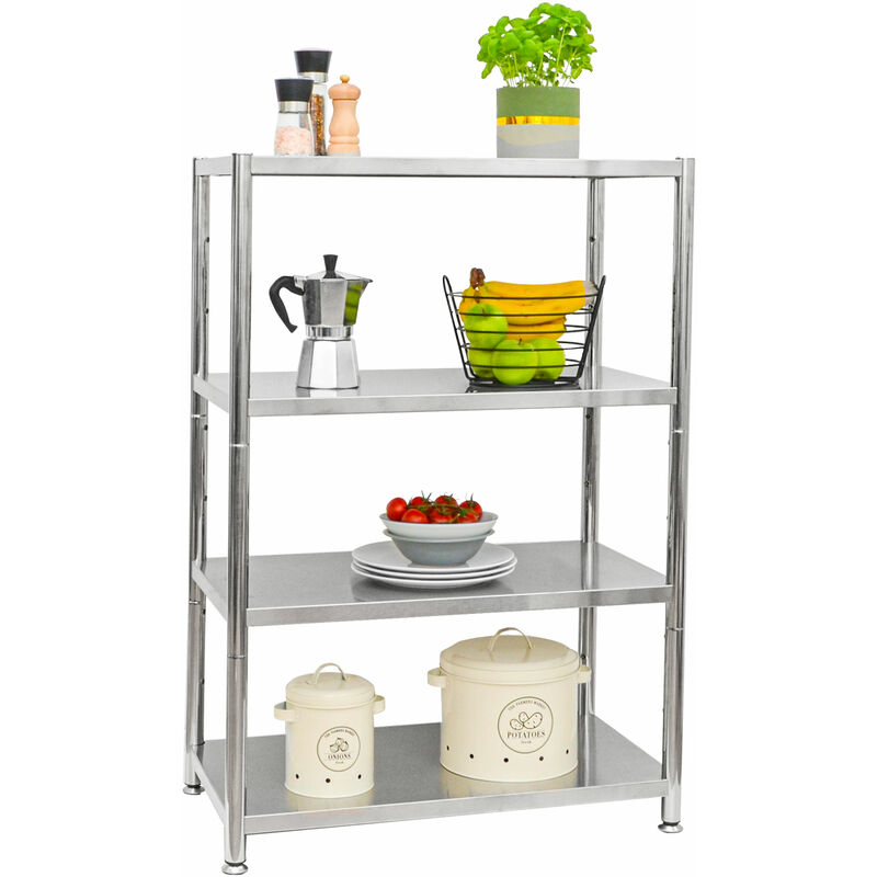 Edelstahl Regal bis 160kg - 4 Ebenen Schwerlastregal 74x41x109 Metallregal Küche