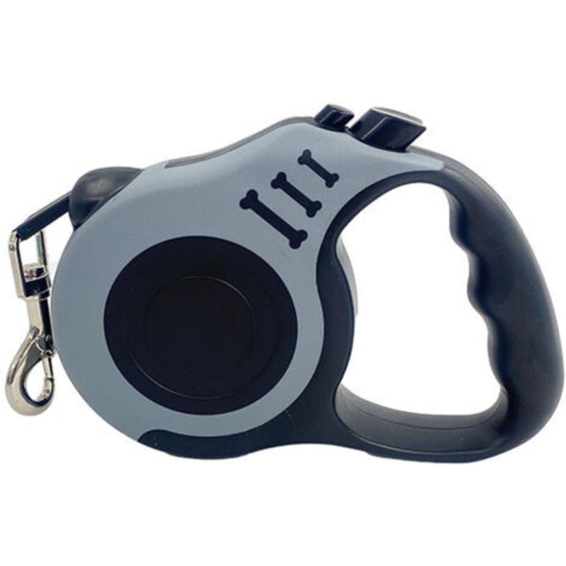 Hundeleine, Haustierleine, automatische Rollleine, tragbare Hundeleine, ergonomischer, rutschfester Griff (3 m, grau)