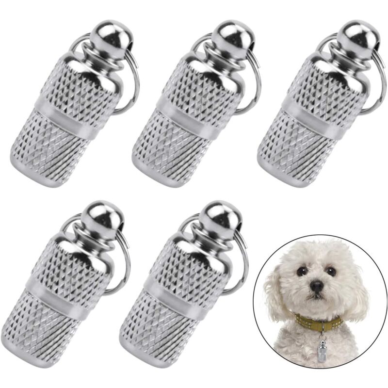 Aougo - Hundenamensschild, Katzenanhänger, Anti-Verlust-Hundeanhänger, Haustier-ID-Tag, Katzen- und Hundehalsband-Zubehör, Schlüsselanhänger, 5 Stück