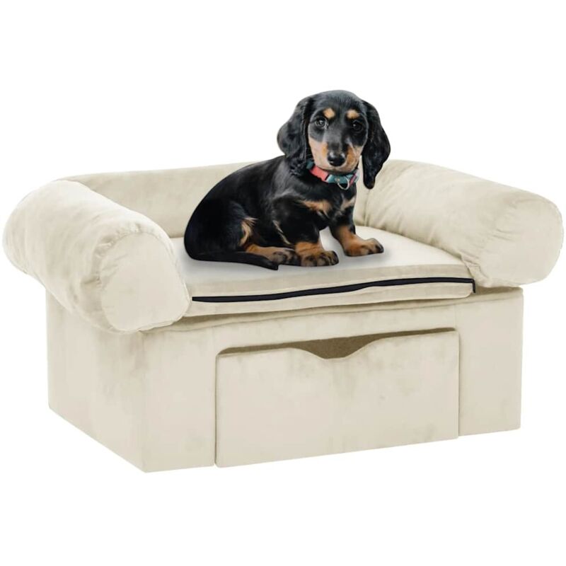 Hundesofa mit Schublade Creme 75x50x38 cm Plüsch Vidaxl