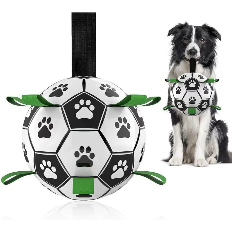 Tigrezy - Hundespielzeug Fußball mit Riemen, Interaktives Hundespielzeug für Tauziehen mit Air Pin, Robuster Hundeball für kleine und mittelgroße