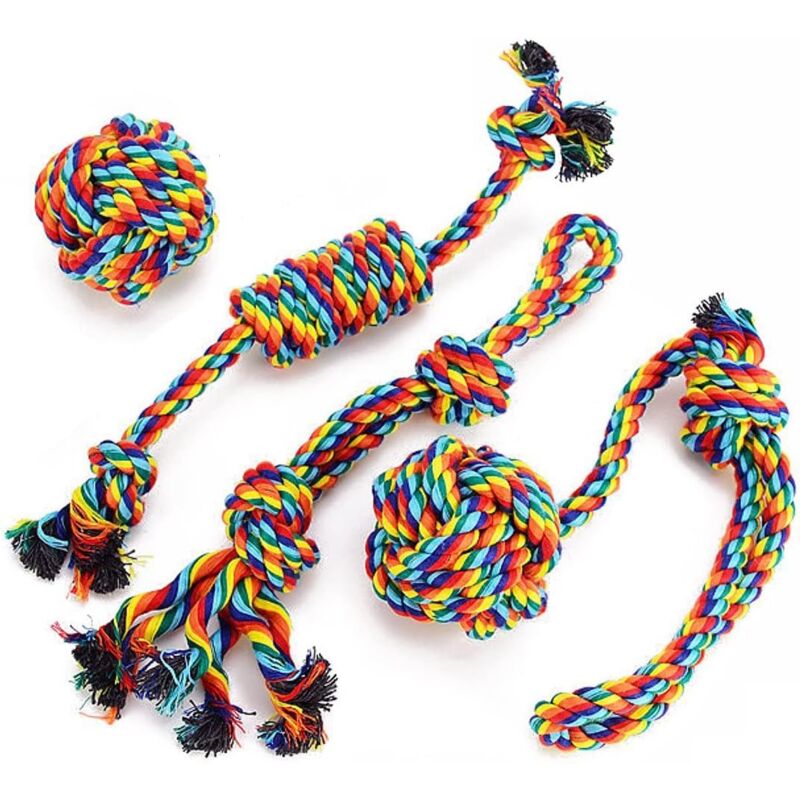 Hundespielzeug, Seil-Hundespielzeug, Kauspielzeug, interaktives Hundespielzeug, für kleine/mittelgroße Hunde (4 Stück)