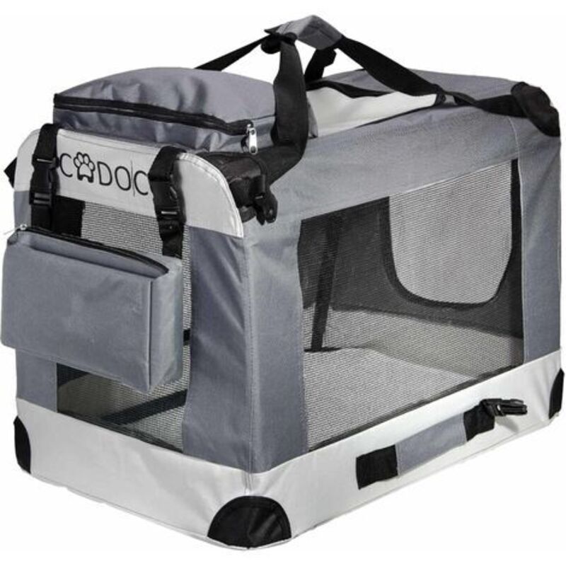 Cadoca - Hundetransportbox faltbar Katzentransportbox Transportbox Autobox Hundebox Box versch. Größen Farbwahl xl - Grau