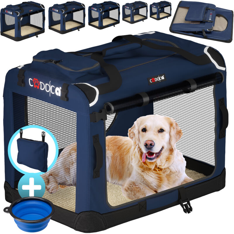 CADOCA® Hundetransportbox faltbar Katzentransportbox Transportbox Autobox Hundebox Box versch. Größen Farbwahl XXXL - Navy Blau