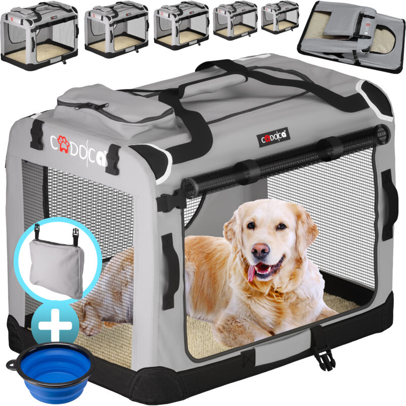 Hundetransportbox faltbar Katzentransportbox Transportbox Autobox Hundebox Box versch. Größen Farbwahl xxxl - Grau - Cadoca