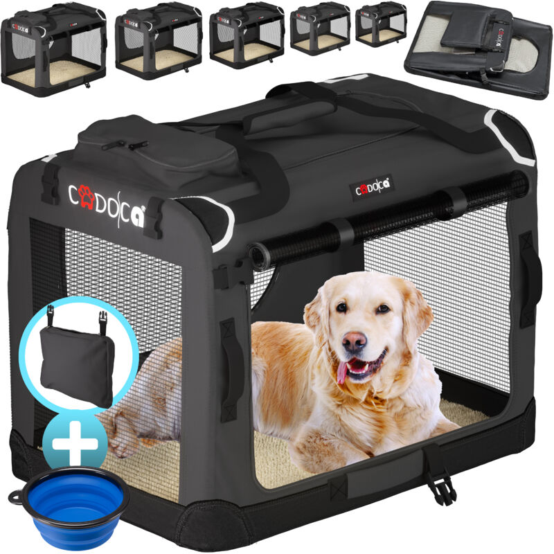 CADOCA® Hundetransportbox faltbar Katzentransportbox Transportbox Autobox Hundebox Box versch. Größen Farbwahl XXXL - Anthrazit
