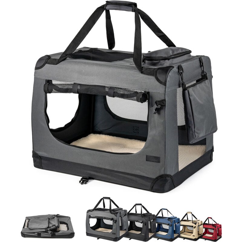 Lionto - Hundetransportbox Hundetasche Hundebox faltbare Kleintiertasche, (xxxl) 101x69x70 cm grau