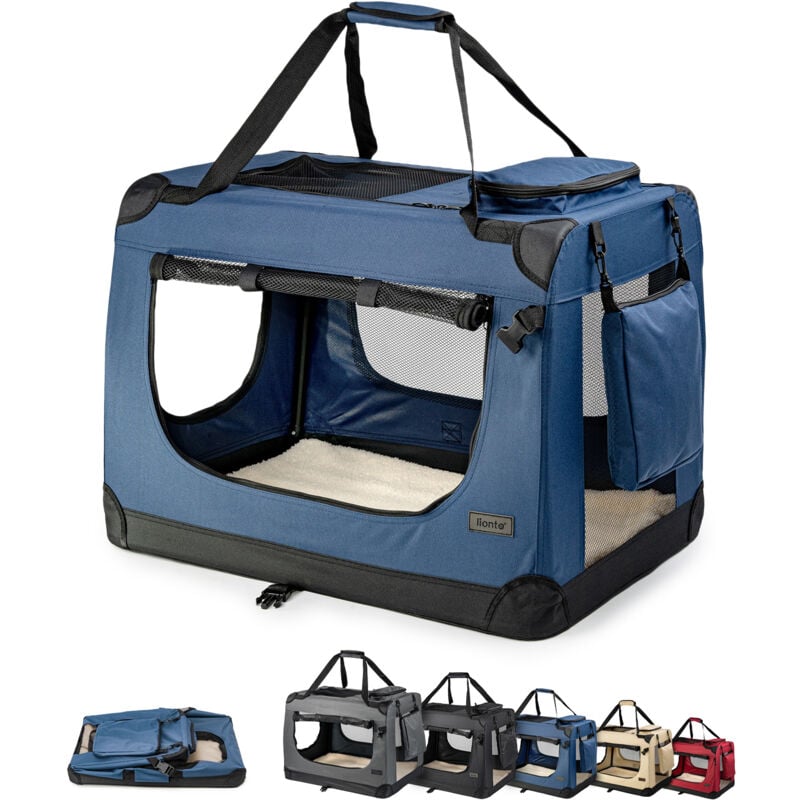lionto Hundetransportbox Hundetasche Hundebox faltbare Kleintiertasche, (M) 60x42x44 cm dunkelblau