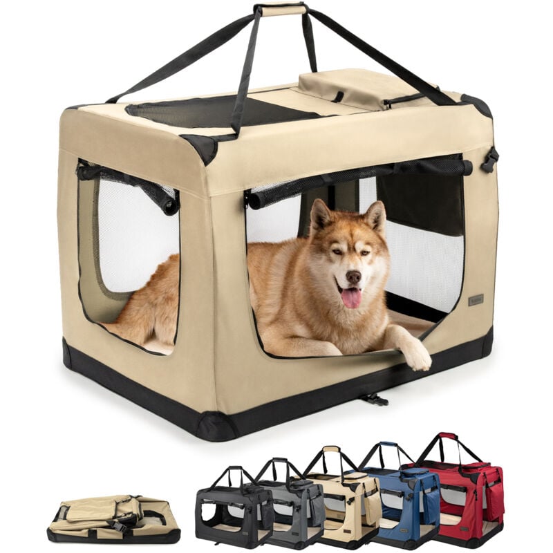 lionto Hundetransportbox Hundetasche Hundebox faltbare Kleintiertasche, (XXXL) 101x69x70 cm beige