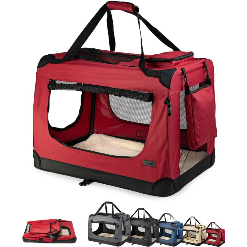 lionto Hundetransportbox Hundetasche Hundebox faltbare Kleintiertasche, (L) 70x52x50 cm dunkelrot