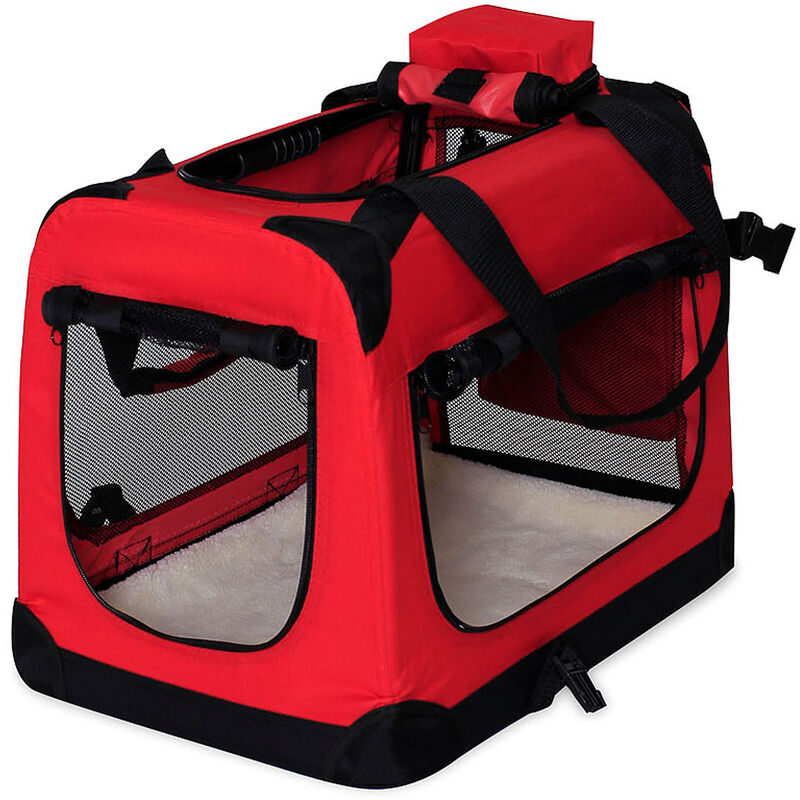Hundetransportbox Hundetasche Hundebox (L) 70x52x50 cm Rot
