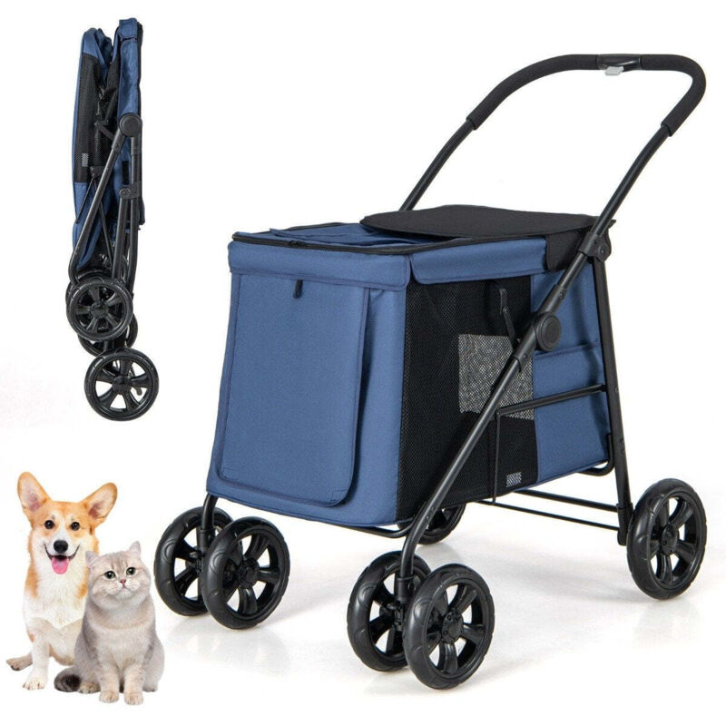 Northix - Hundewagen hundebuggy klappbar bis 40 kg hundetrolley mit kissen 106 x 63 x 103 cm blau