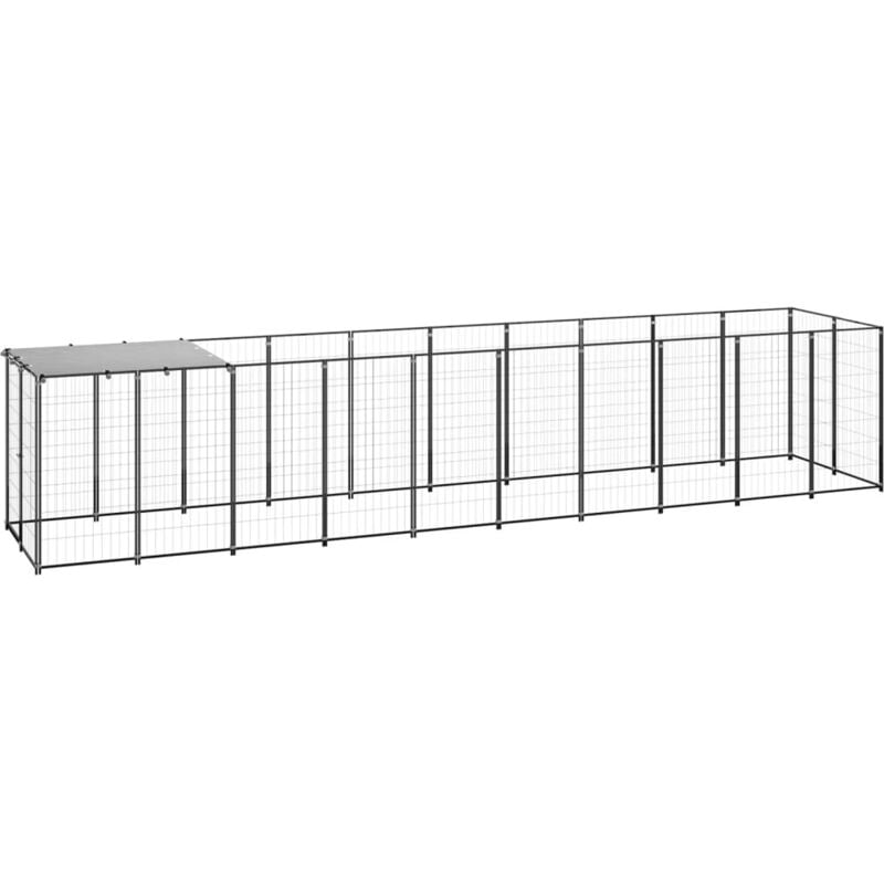 Hundezwinger Schwarz 6,05 m² Stahl - Vidaxl