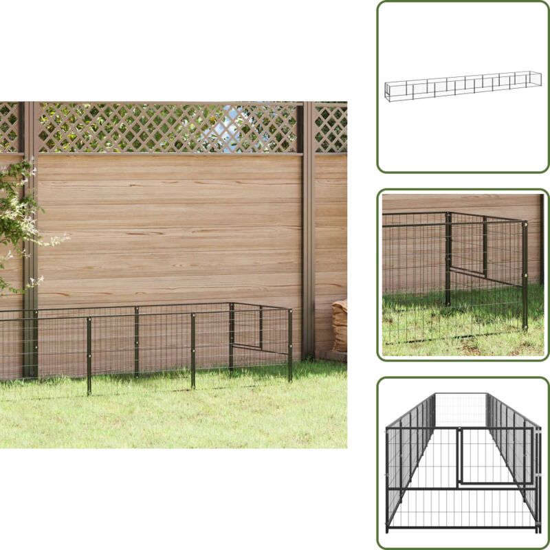 Vidaxl - Hundezwinger Schwarz 8 m² Stahl - Hundezwinger - Stahlzwinger - Hundegitter - Outdoor Hundezwinger - Tierheim Ausstattung