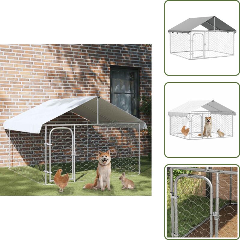 Outdoor-Hundezwinger mit Dach 200x200x150 cm - Outdoor Hundezwinger - Hundehütte - Hundegarten - Hundeauslauf - Sicherheitszaun