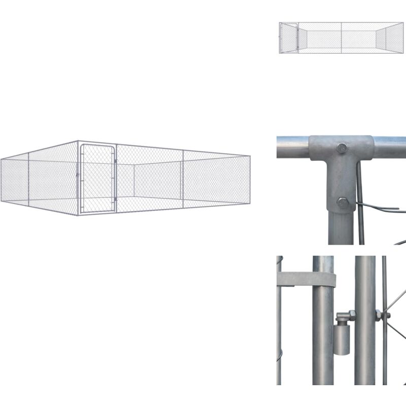 Outdoor-Hundezwinger Verzinkter Stahl 4 x 4 x 1 m - Outdoor Hundezwinger - Hundegarten - Hundehütte - Stahltüren - Maschendrahtzaun