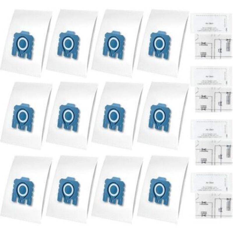 HyClean 3D FJM Staubsaugerbeutel für Miele (12 Beutel, 2 Motorfilter, 2 Abluftfilter) Staubsaugerbeutel für Miele GN XXL-Packung, Alternative zu