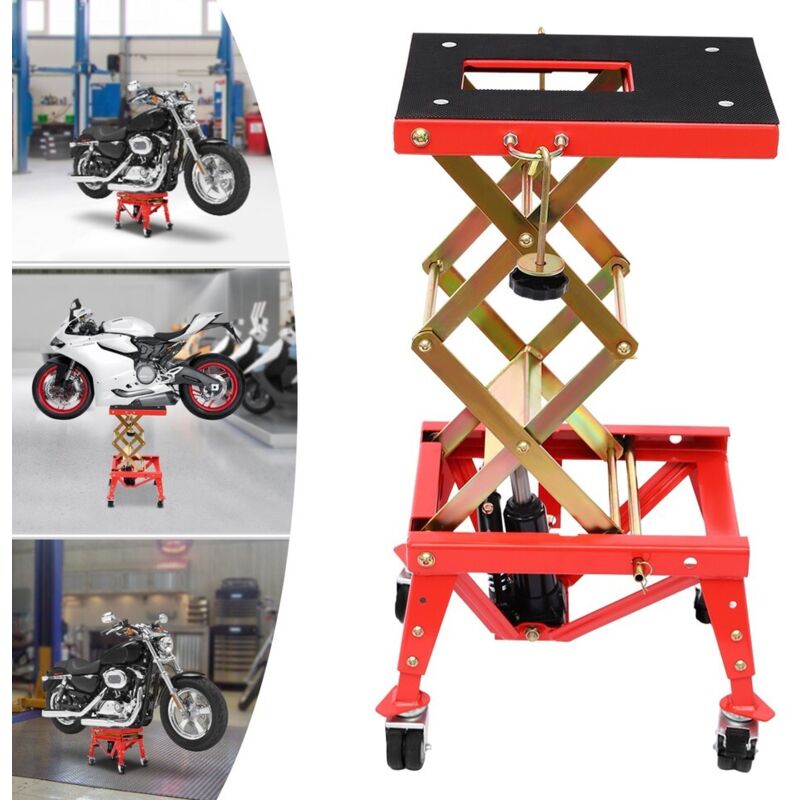 Hydraulische Hebebühne für Motorräder bis 160 kg/350 lb Arbeitsbühne Hebebühne mit Rollen, ausgestattet mit vier Rädern