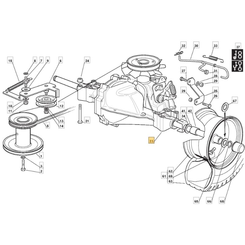 Hydrostatischer Antrieb ORIGINAL STIGA Rasentraktor AT3 72 HBC 118400976/2