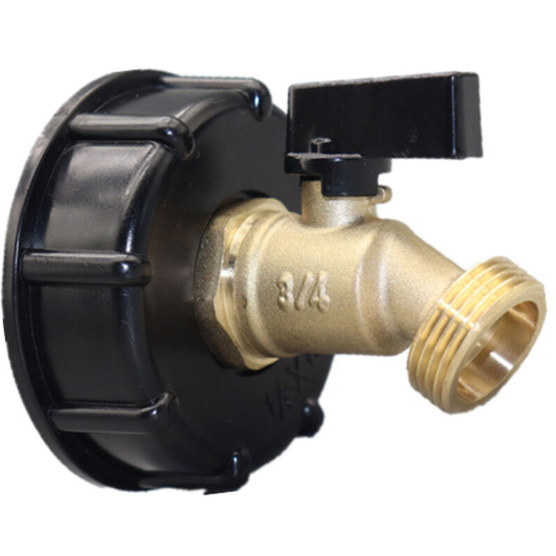 IBC 1000 l Adapter, IBC Tank Adapter, S60X6 Tank Adapter für Messing-Gartenarmatur (dickes S606 Gewinde, schwarzer Butterfly-Griff,