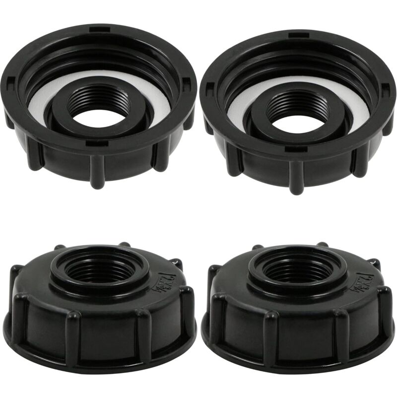 Jusch - IBC-Tank-Adapter-Anschluss – Fassschlauch-Verbindungszubehör, Behälterdeckel – für Garten-Wasserhahn-Adapter, Tank-Auslassanschluss 3/4 Zoll
