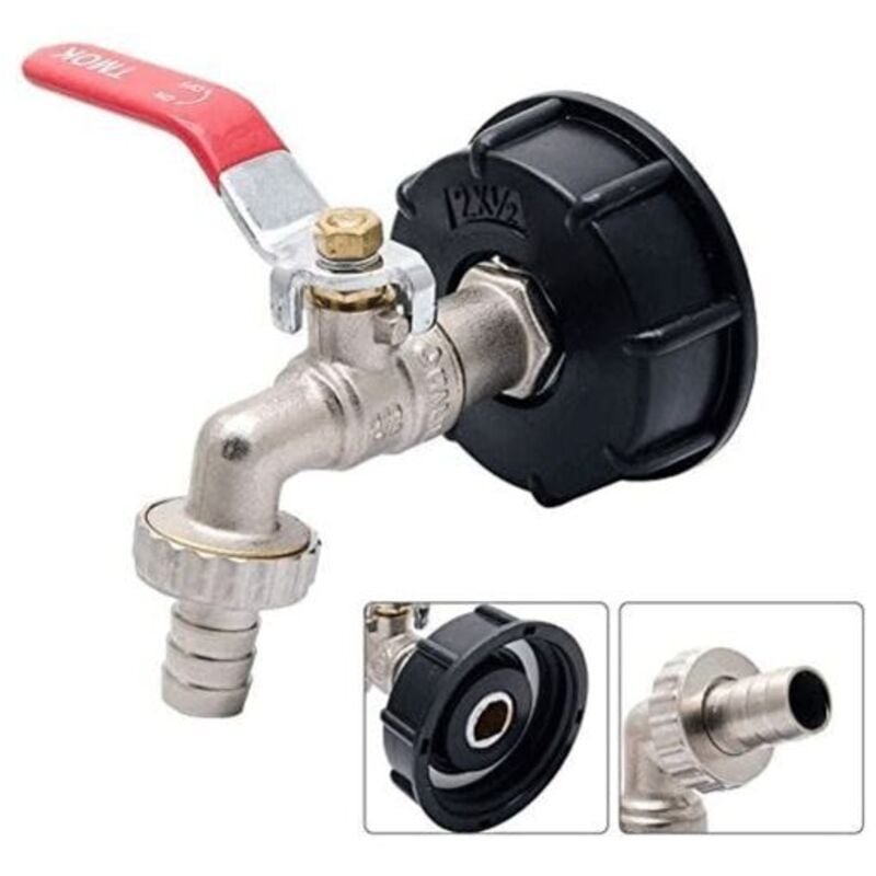 IBC-Tankadapter für S60X6-Tank, Tote-Tank-Anschluss mit Gewinde, 1/2-Zoll-Ventilersatz, Schlauchteile, Öl, Kraftstoff, Wasser mumu