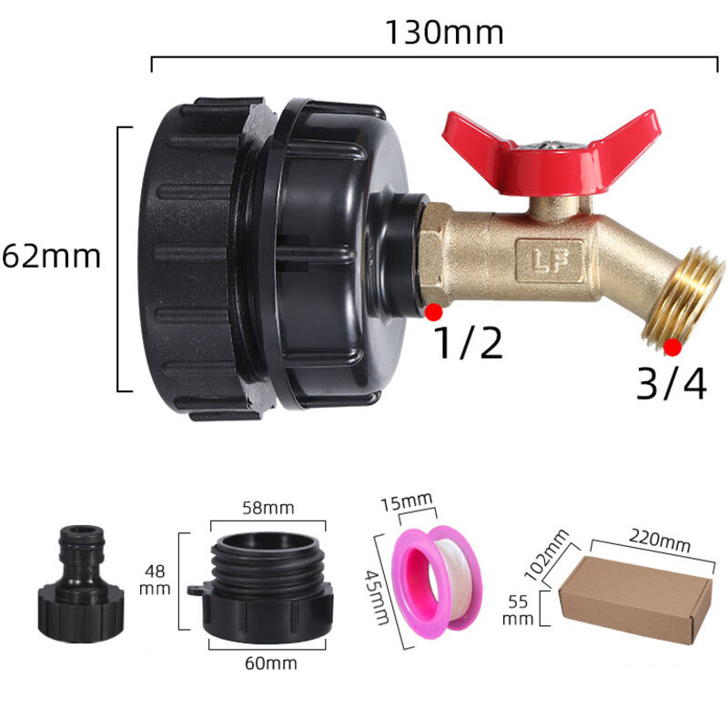 IBC-Tankadapter mit 1/2 NPT-Gewindehahn für Gartenschlauch, IBC-Tankzubehör, IBC-Tank-zu-Gartenschlauch-Adapter